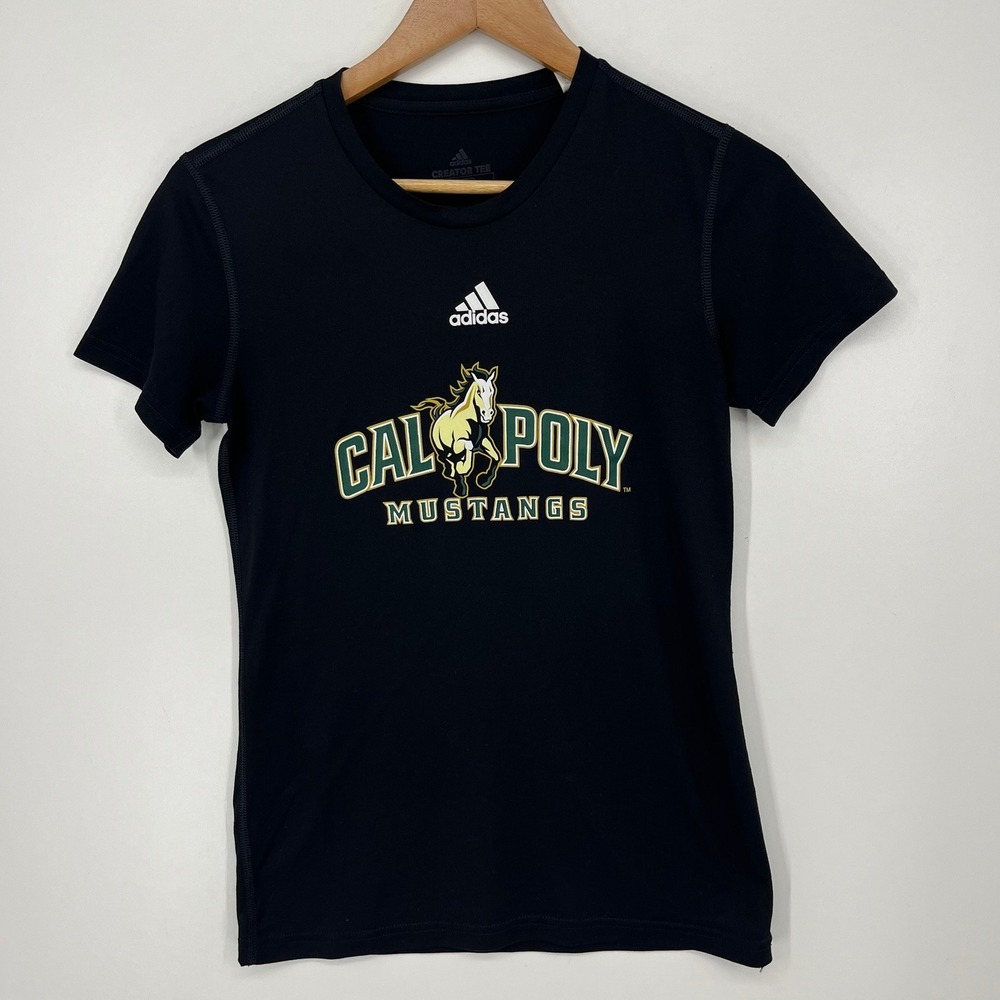Adidas Cal Poly Mustangs Women XS Black Aeroready Creator Tee Short Sleeve Shirt